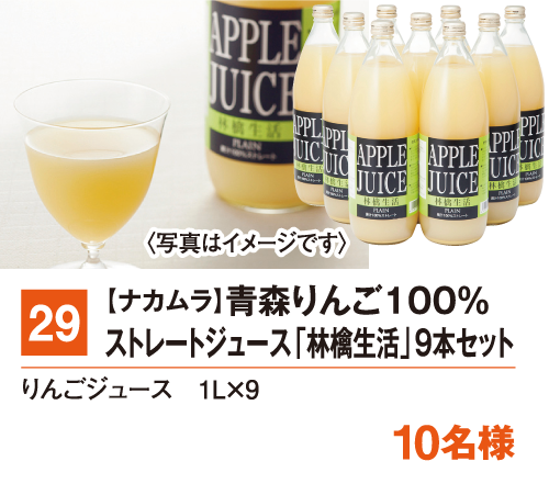 29:「ナカムラ」青森りんご100％　ストレートジュース「林檎生活」9本セット
