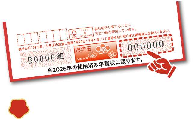 当たり番号の年賀状をレジで提示するだけ!