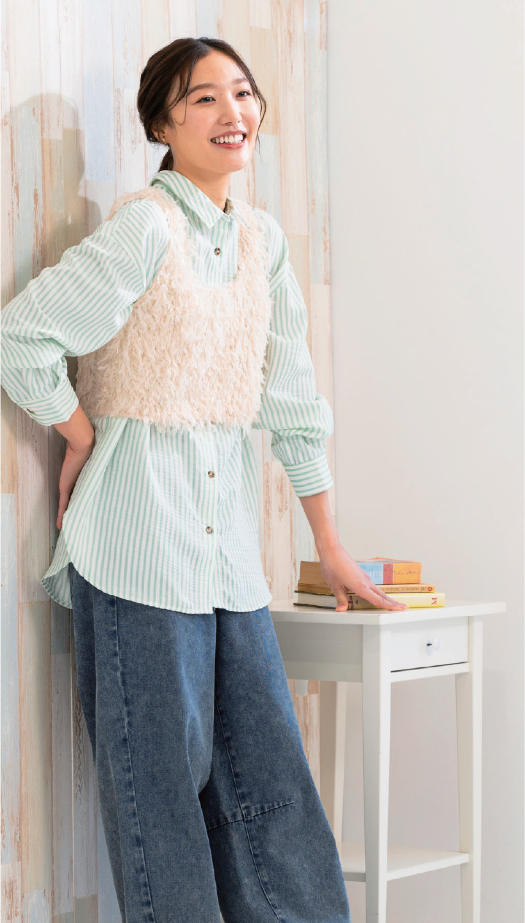 トキメク シャギービスチェ サマミエ STレギュラーシャツ トキメク デニムバレルパンツ イメージ画像