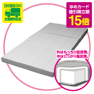 コシピタ 三つ折り敷ふとん〈シングルサイズ〉  [日付指定OK！！全国無料配送] ゆめカード値引積立額15倍 外はもっちり低反発。中はしっかり高反発。