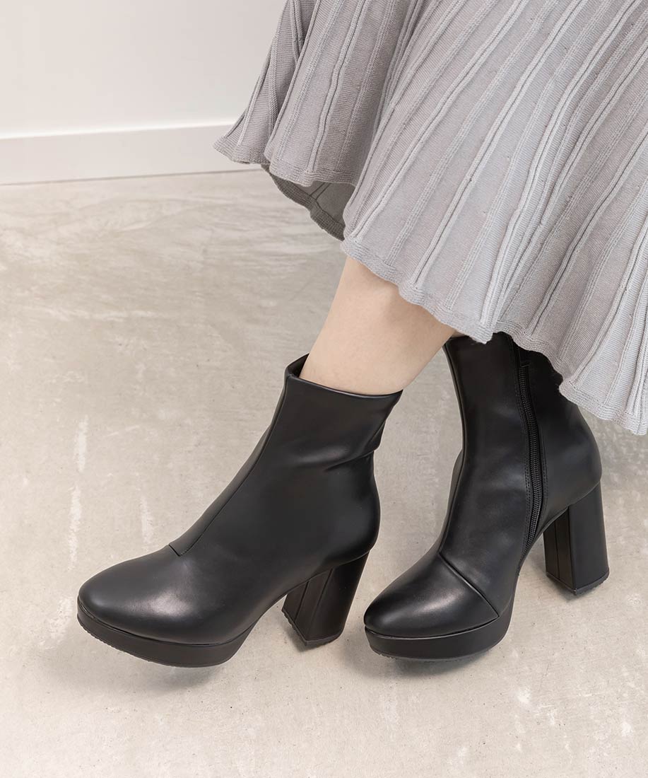 RANDA(ランダ)晴雨兼用 チャンキーヒールベーシックショートブーツ
