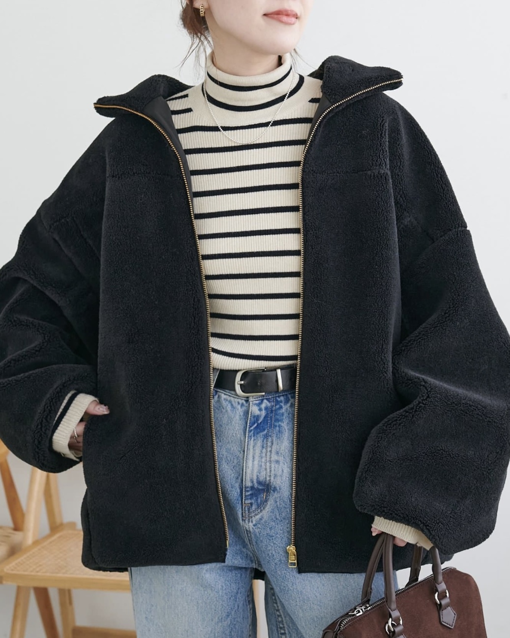 驚きの軽さと合わせやすさ♪キレイメボアスタンドブルゾン｜ディス