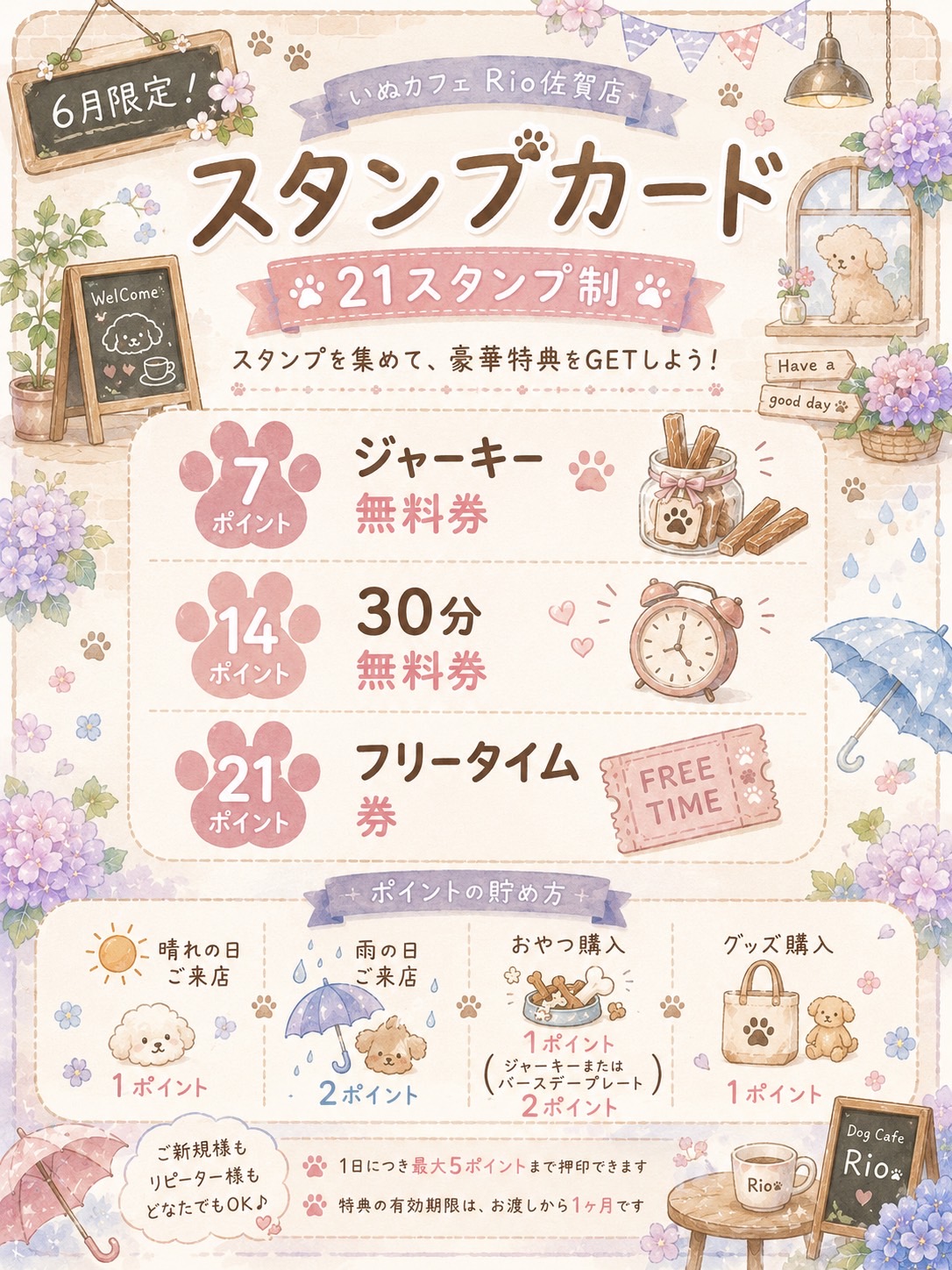 6月限定スタンプカードのお知らせ】｜いぬカフェRio佐賀店｜ショップ