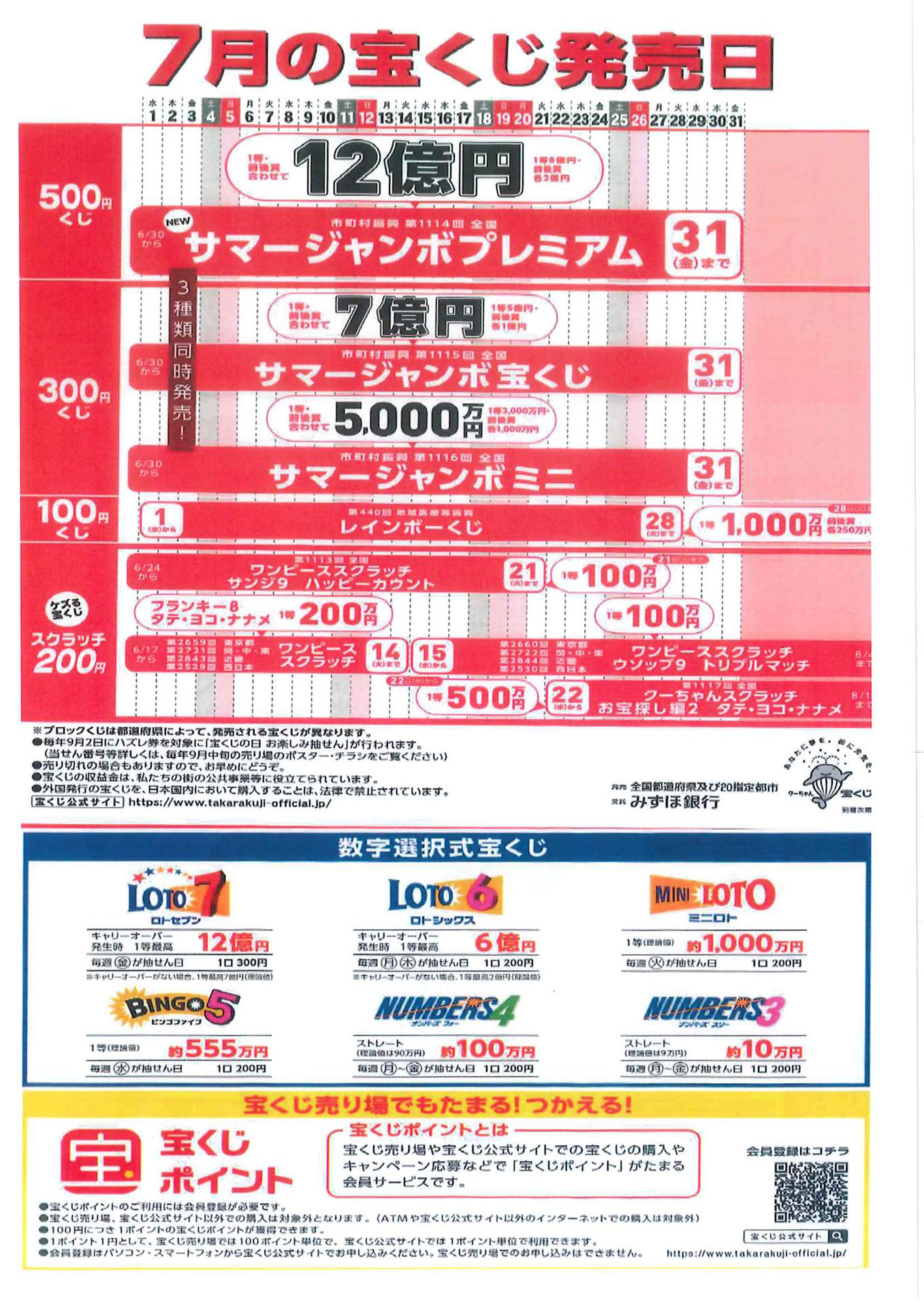 宝くじ売場から”ゆめ”のご案内「いよいよサマージャンボ」始まる
