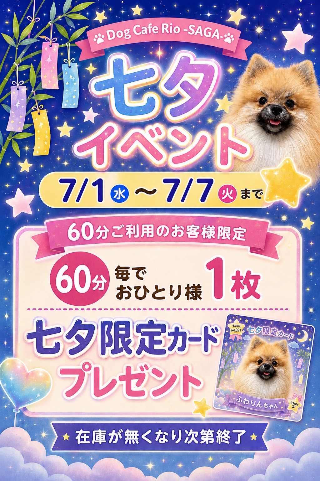 七夕限定】カードプレゼントイベント開催＊｜いぬカフェRio佐賀店