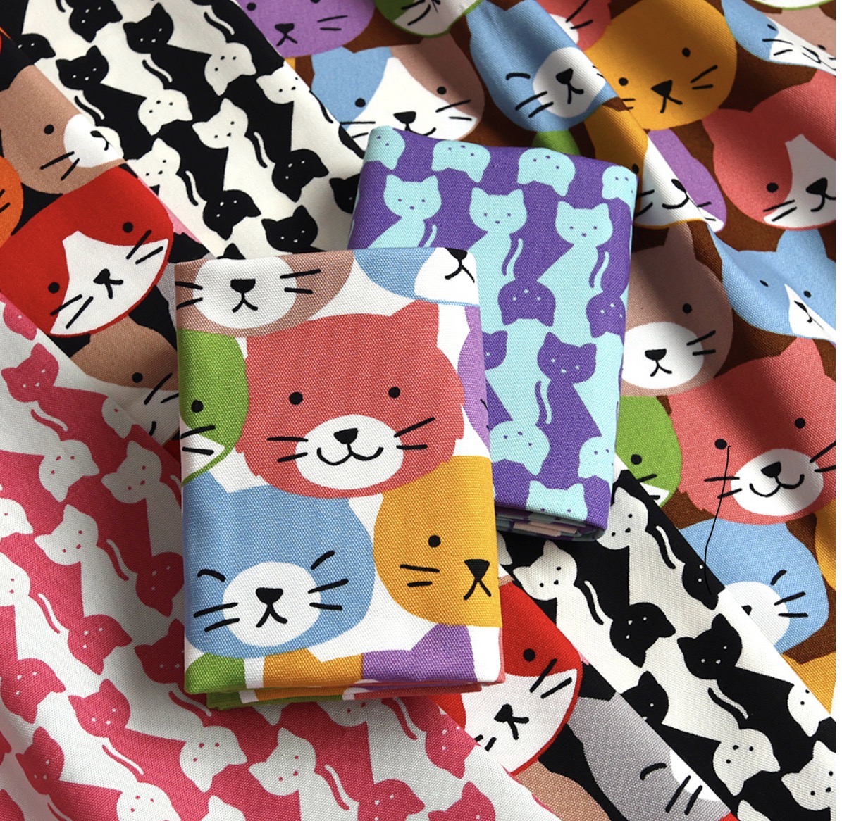❤️オーダー製作お受付用　確認用生地一部 335❤️ ☆布和里オックス生地 猫柄50cmカット☆｜クラフトハート トーカイ