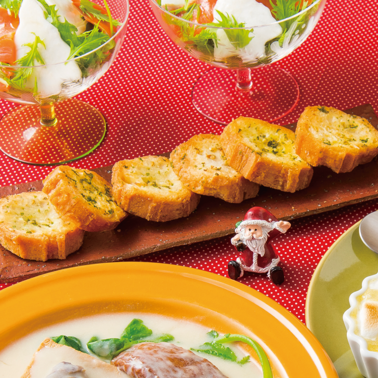 お麩でガーリックトースト