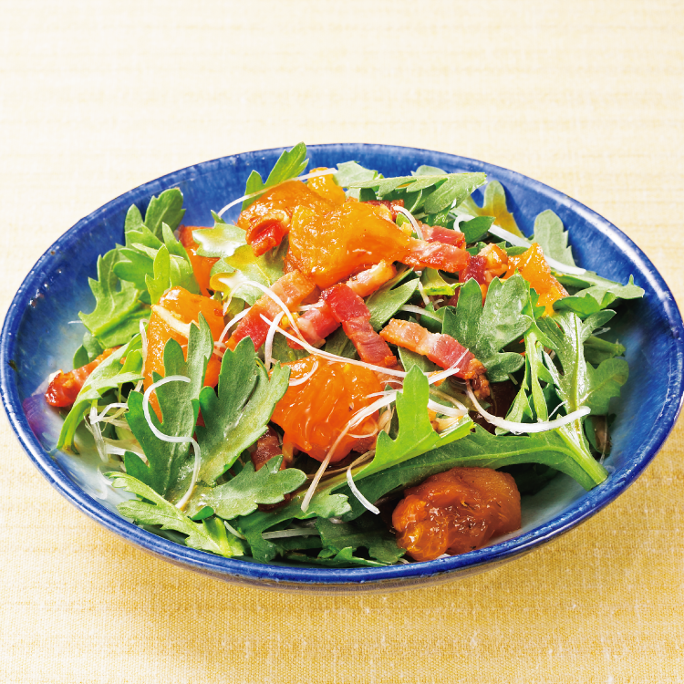 春菊と干し柿のサラダ