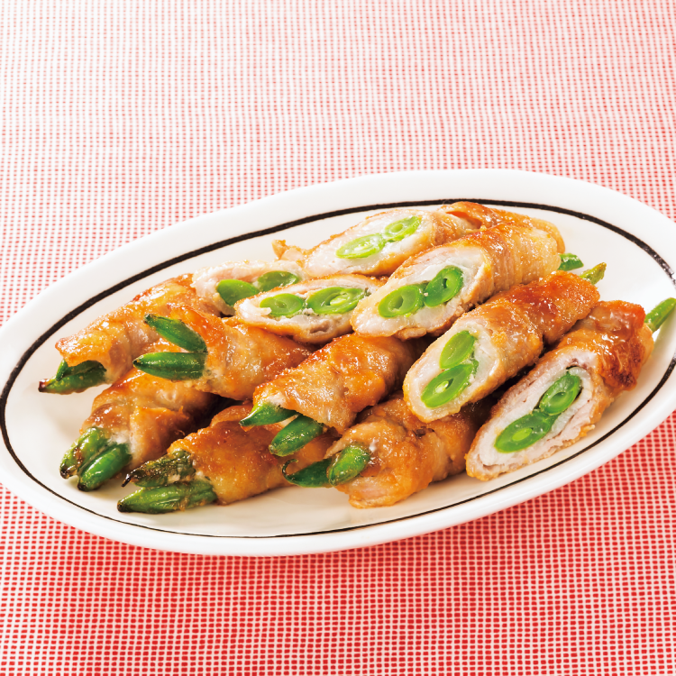 いんげんの甘辛豚巻き