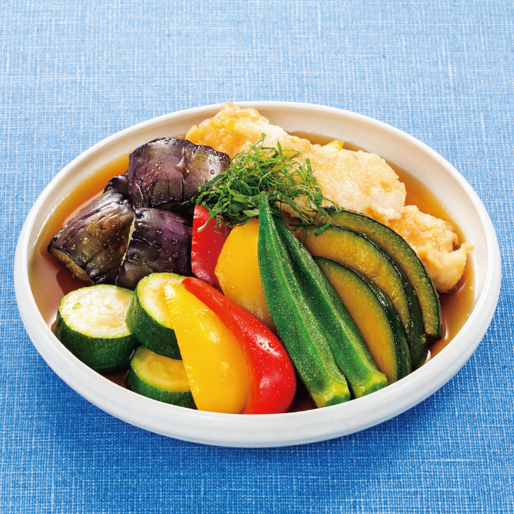 夏野菜と鶏肉の揚げ浸し