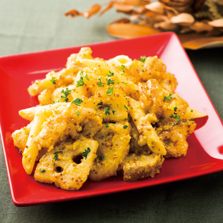 れんこんの鶏マヨペンネ