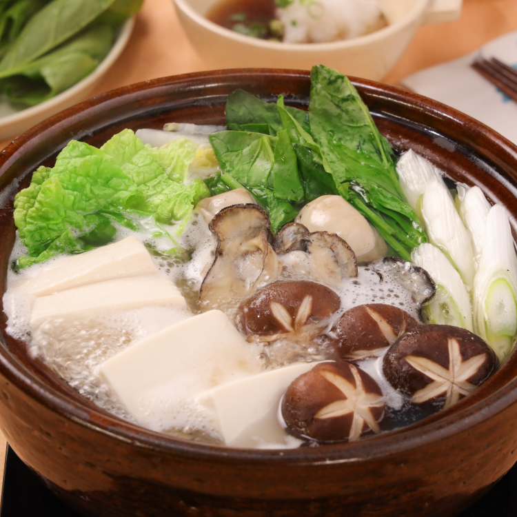 かきとほうれん草の常夜鍋