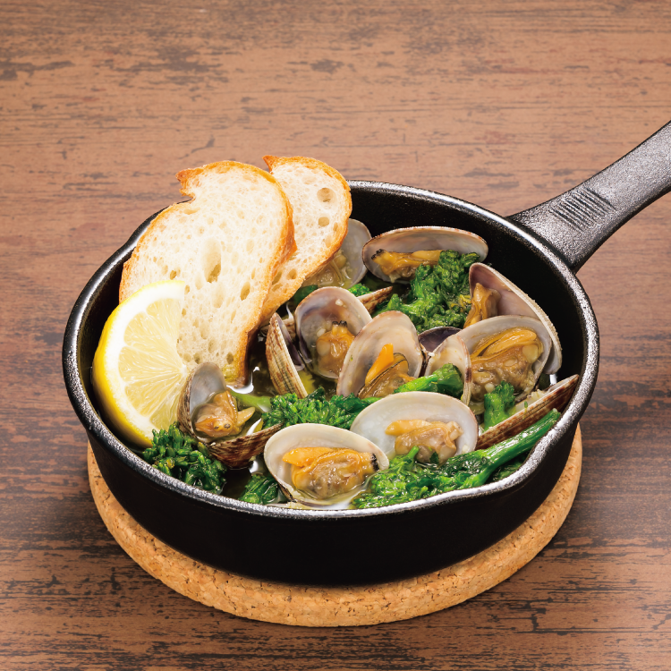 アサリと菜の花のアヒージョ