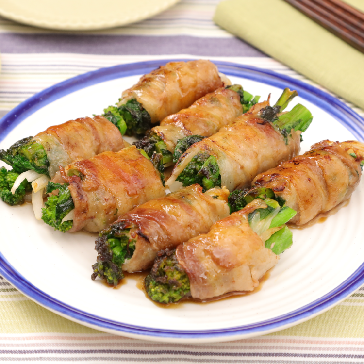 苦味が決めて！菜の花の豚肉巻き