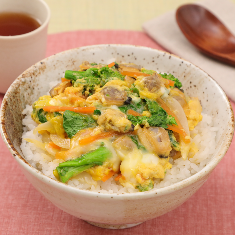 風味◎あさりと菜の花の卵とじ丼