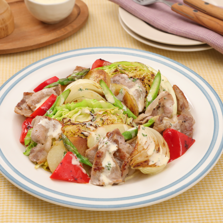 レモンマヨで♪豚肉と春野菜のグリルサラダ