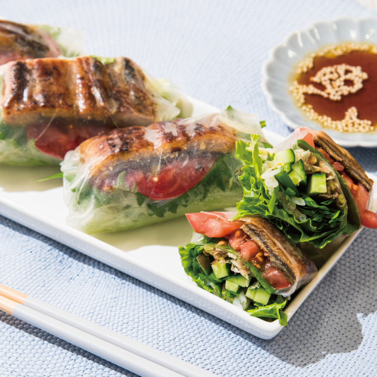 うなぎと薬味野菜の生春巻き