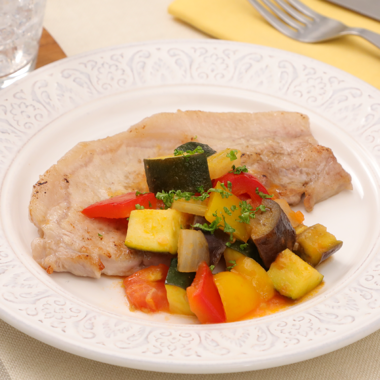 ポークステーキのラタトィユ添え