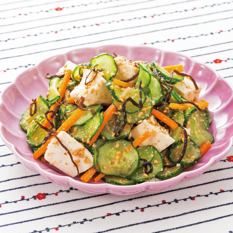 きゅうりと豆腐の塩昆布和え