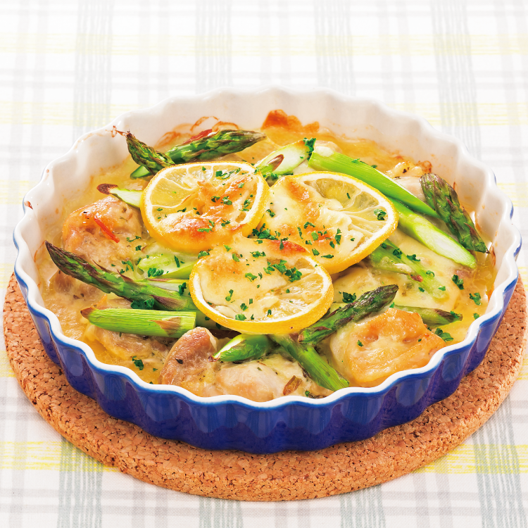 アスパラと鶏肉のレモンチーズ焼き