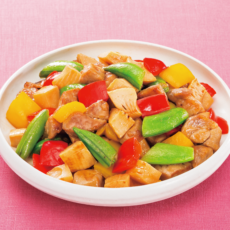 豚肉と春野菜の黒酢炒め