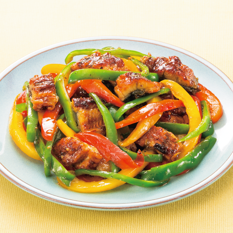 うなぎと夏野菜のオイスター炒め