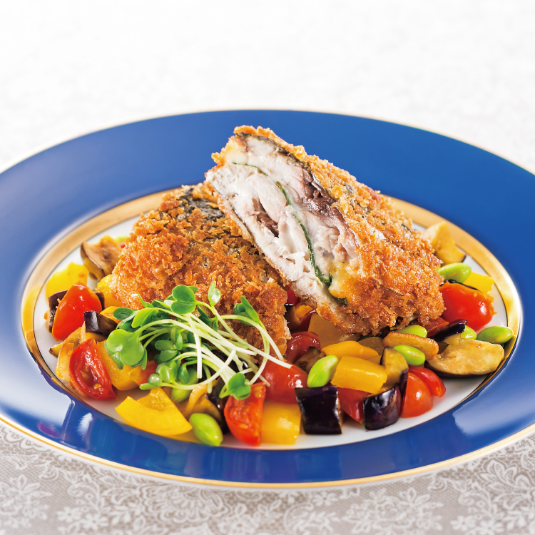 さばの大葉チーズフライ ラタトィユを添えて