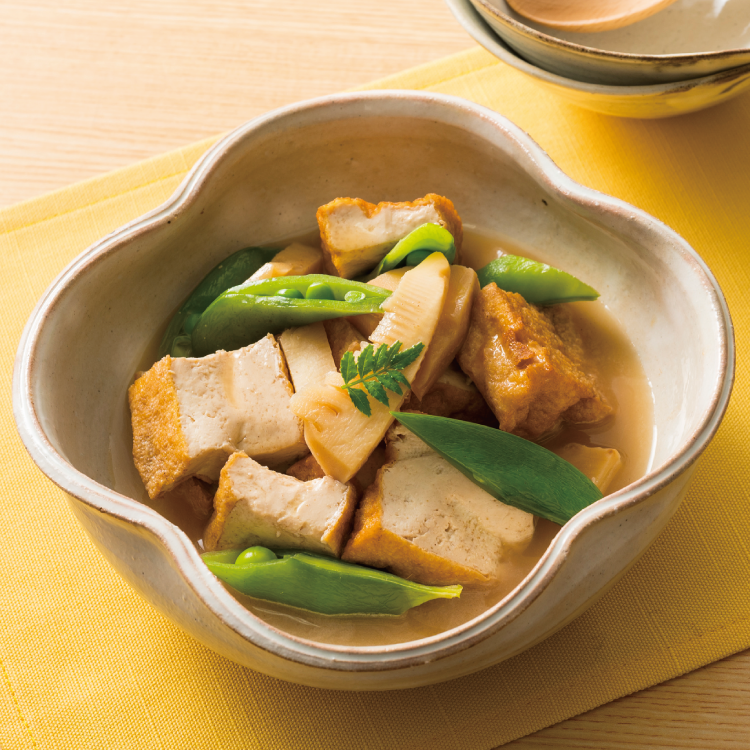 スナップえんどうと厚揚げのだし煮