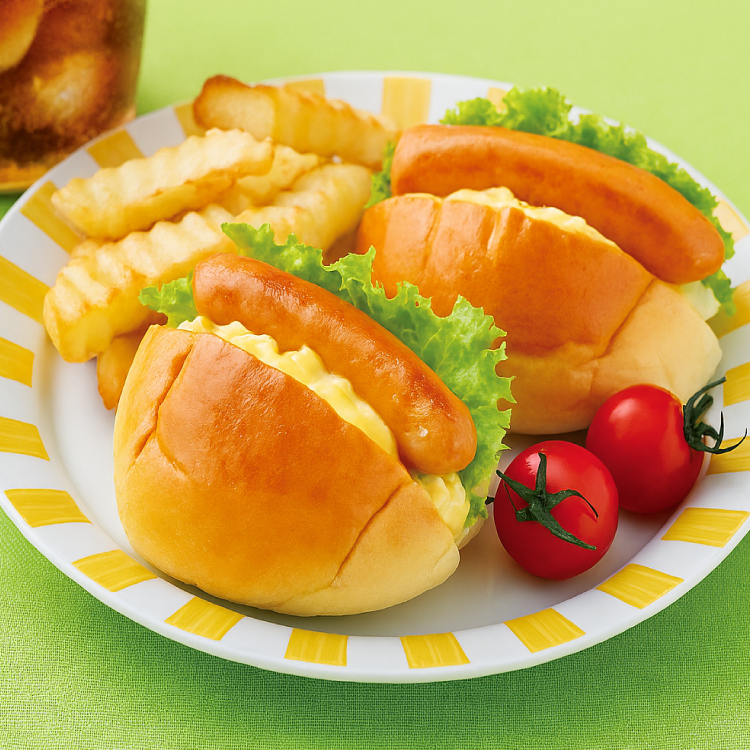 パリッと朝食でマヨたまミニホットドッグ