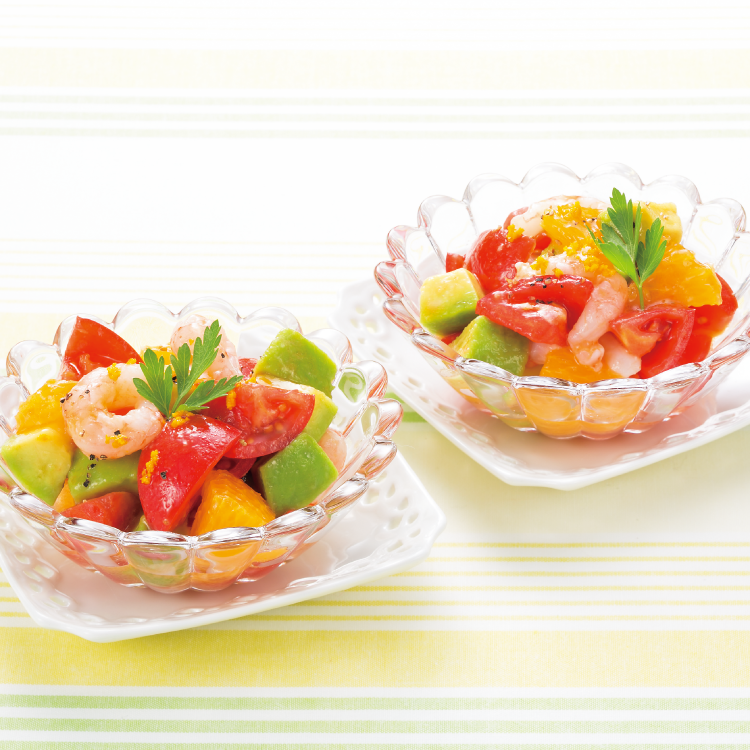 トマトと甘エビの柑橘さわやかサラダ