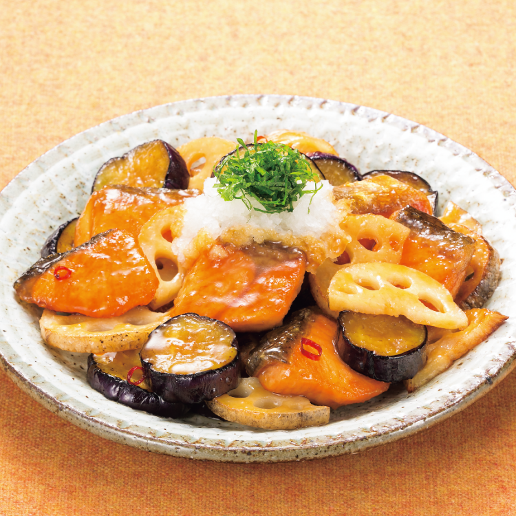 鮭と秋野菜のさっぱり炒め