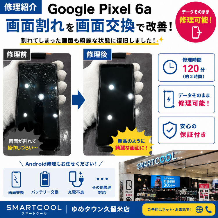 画面割れ修理の説明