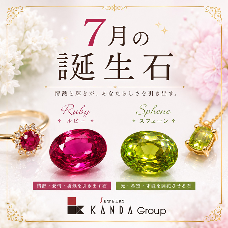 ニッタ　7月の誕生石　ルビーとスフェーンの画像