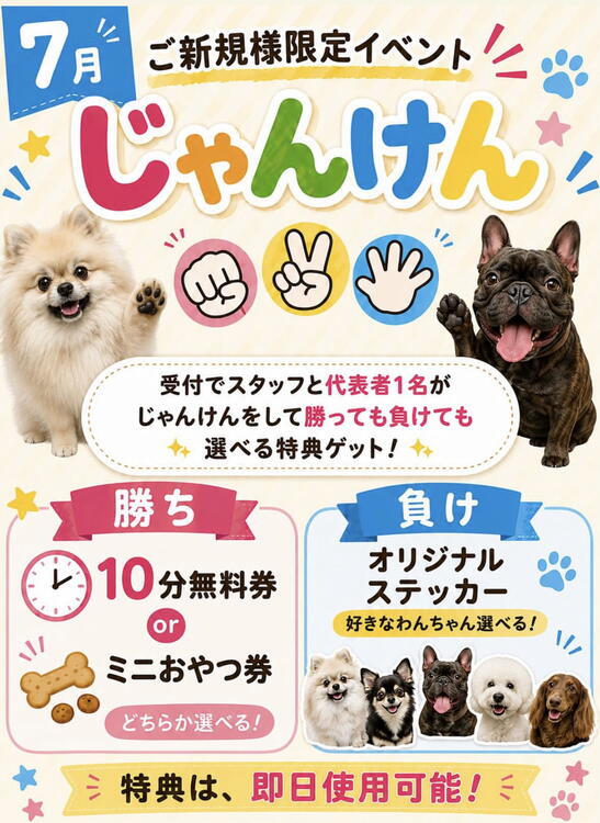7月ご新規様限定イベント】／｜いぬカフェRio佐賀店｜ショップニュース