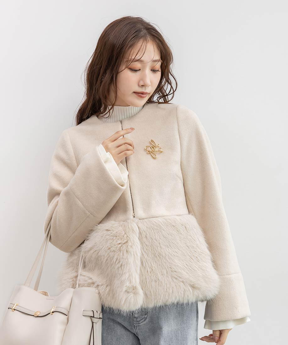 RANDA(ランダ)2WAY フェイクファーショートジャケット 】｜RANDA