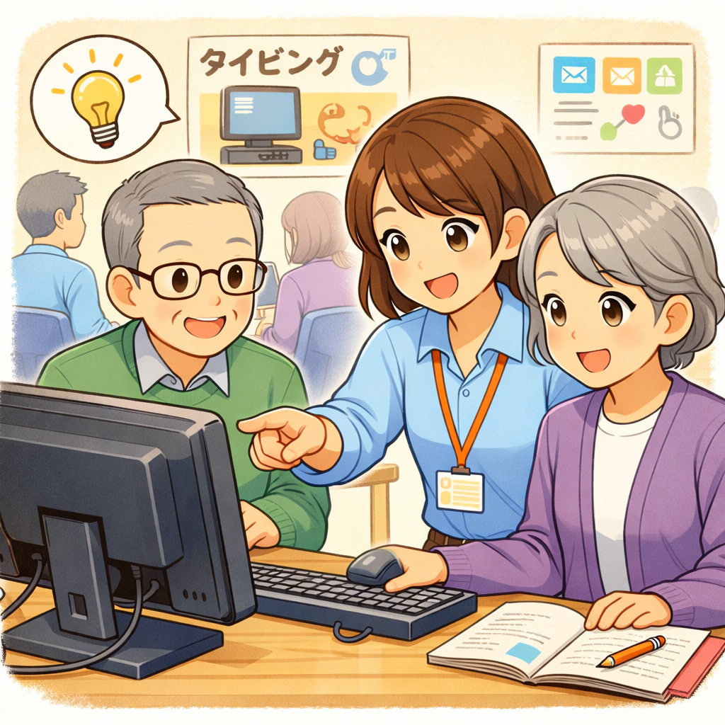 パソコンの勉強をしている大人